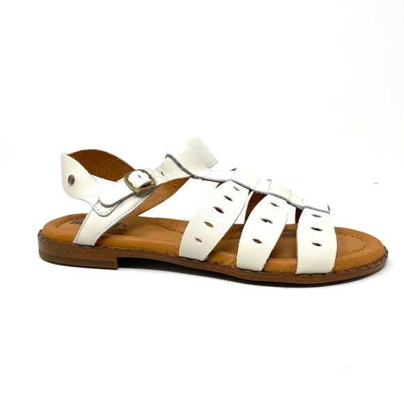 Pikolinos Algar Nata White Leather Flat Sandals Size 40 New in Box